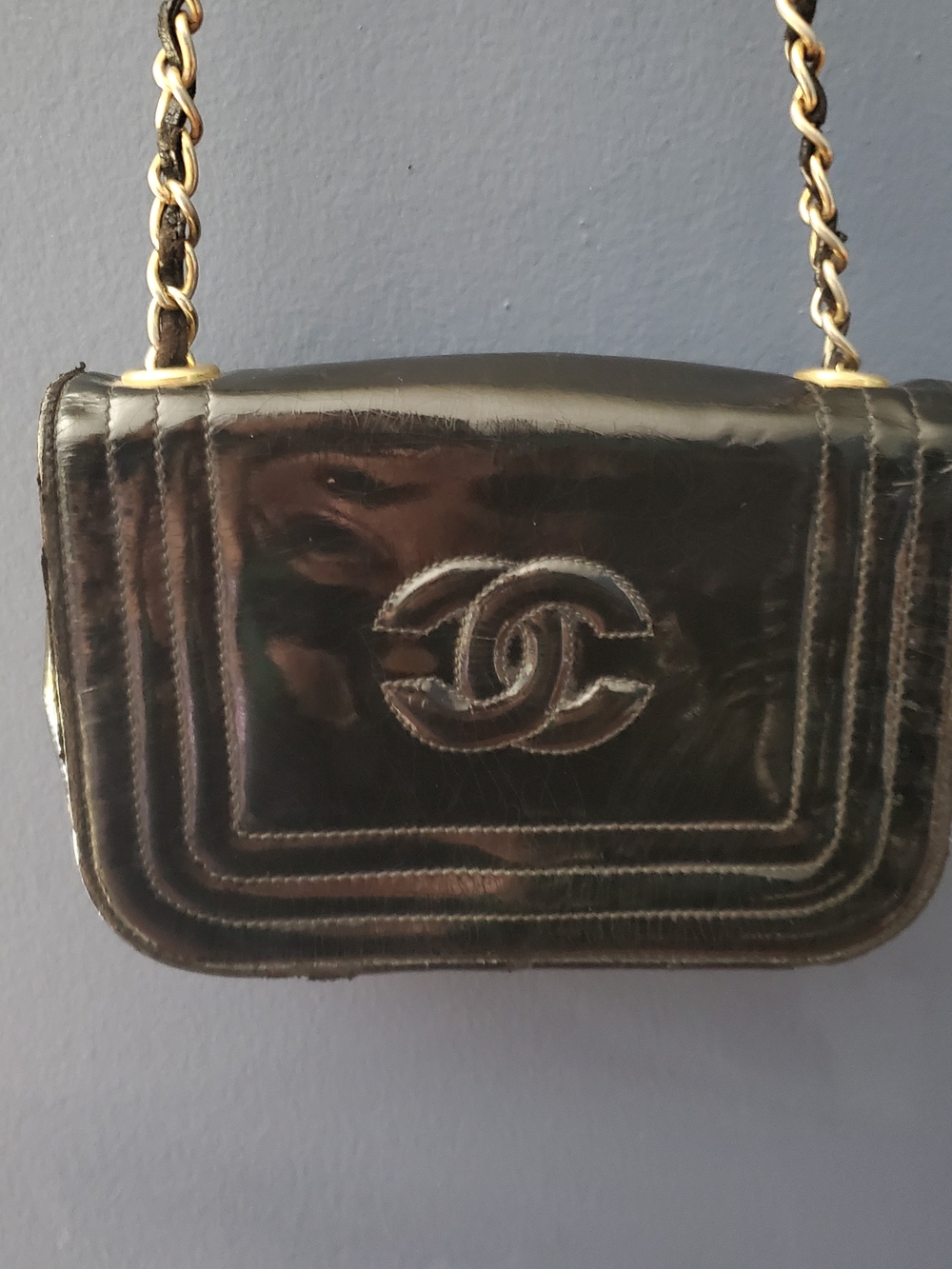 Chanel Black Patent Mini Flap Purse